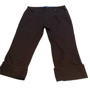 𝅺Bandolino Blu size 12 brown cropped pants cuffed wide leg stretch, pockets